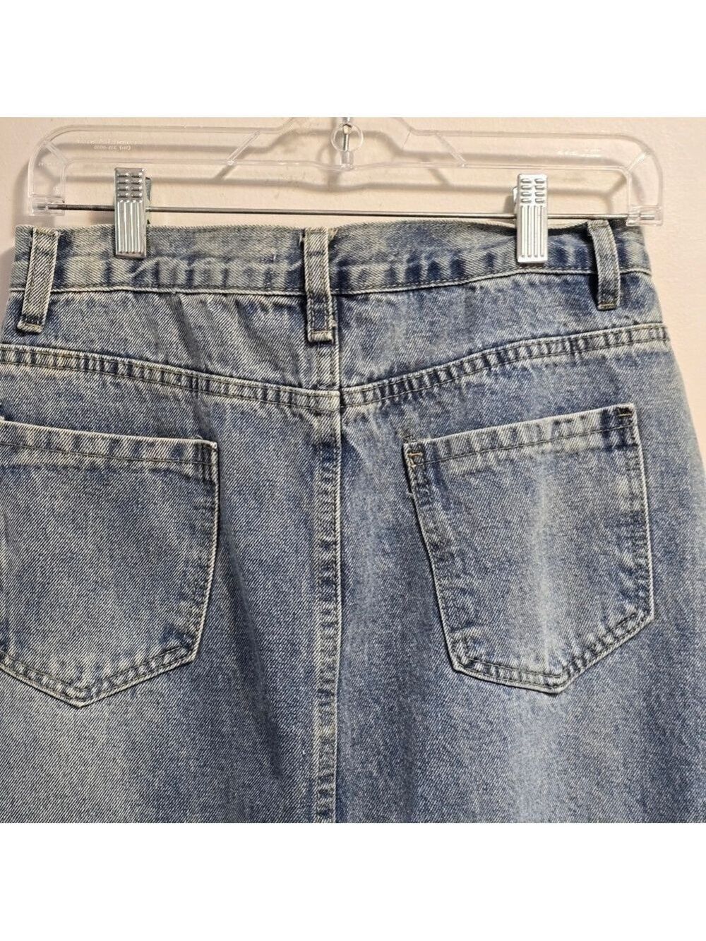 Oak +"Fort High Waist Vintage Wash Denim Midi Skirt Size 30 - Picture 6 of 7